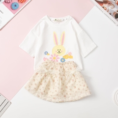 Bộ Bé gái áo croptop chân váy hoa ren 2/12T x24