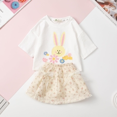 Bộ Bé gái áo croptop chân váy hoa ren 2/12T x24