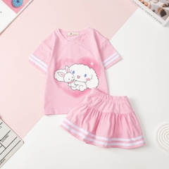 Bộ cộc tay Bé gái áo kèm chân váy chạy sọc size 4/10 tuổi