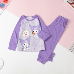 Bộ Bé gái cotton thu đông tay ráp lăng 3/10T