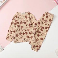 Bộ cotton thu đông trẻ em họa tiết size 3/10T
