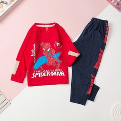 T403 Bộ cotton thu đông Bé trai dài tay size 2/8T