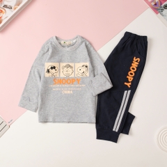 Bộ cotton thu đông Bé trai in chữ Snoopy Size 3/8T x24