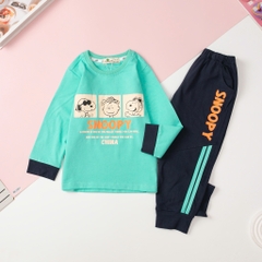 Bộ cotton thu đông Bé trai in chữ Snoopy Size 3/8T x24