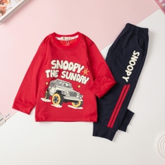 Bộ cotton thu đông Bé trai in chữ Snoopy Size 3/8T x24
