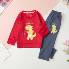Bộ cotton thu đông Bé trai hình ô tô, Khủng long size 3/8T