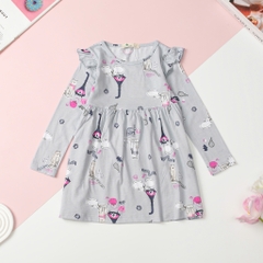 T412 Váy cotton thu đông Bé gái họa tiết 2/12T