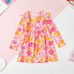 T412 Váy cotton thu đông Bé gái họa tiết 2/12T