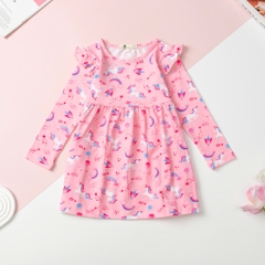 T412 Váy cotton thu đông Bé gái họa tiết 2/12T