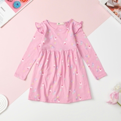 T412 Váy cotton thu đông Bé gái họa tiết 2/12T
