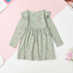 T412 Váy cotton thu đông Bé gái họa tiết 2/12T
