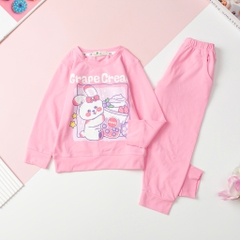 Bộ Bé gái cotton thu đông in kurumi, thỏ size 3/10T