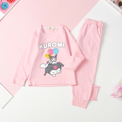 Bộ Bé gái cotton thu đông in kurumi, thỏ size 3/10T