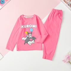 Bộ Bé gái cotton thu đông in kurumi, thỏ size 3/10T