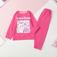 Bộ Bé gái cotton thu đông in kurumi, thỏ size 3/10T