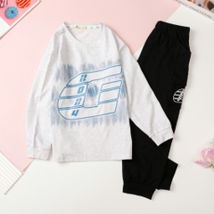 Bộ Bé trai thu đông cotton dài tay in chữ G2024 size đại 8/16 tuổi