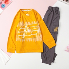Bộ Bé trai thu đông cotton dài tay in chữ G2024 size đại 8/16 tuổi