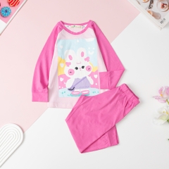 Bộ Bé gái cotton thu đông tay ráp lăng 3/10T