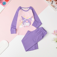 Bộ Bé gái cotton thu đông tay ráp lăng 3/10T