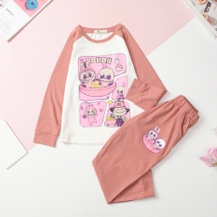T402 Bộ Bé gái cotton thu đông vải dày size đại 8/16T