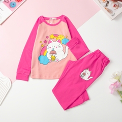 T402 Bộ Bé gái cotton thu đông vải dày size đại 8/16T