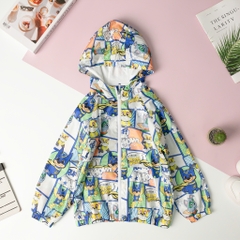 Áo gió bé trai, bé gái suông, họa tiết size 6/10 tuổi