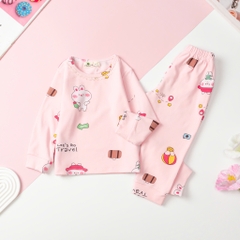 Bộ Bé gái nỉ bông hình họa tiết size 3/10T x24