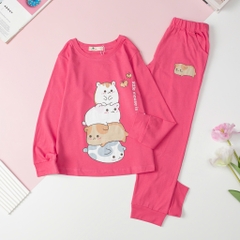 T416 Bộ Bé gái thu đông cotton ráp lăng size đại 8/16T