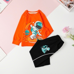 T423 Bộ cotton thu đông Bé trai in chữ Lightning size 3/10T