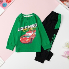 T423 Bộ cotton thu đông Bé trai in chữ Lightning size 3/10T