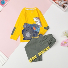 Bộ Bé trai cotton dài tay thu đông hình ô tô, sonic, phi hành gia size 2/8T