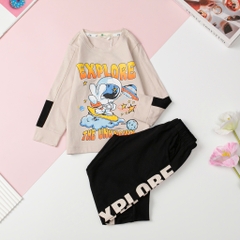 Bộ Bé trai cotton dài tay thu đông hình ô tô, sonic, phi hành gia size 2/8T