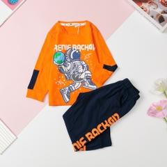 Bộ Bé trai cotton dài tay thu đông hình ô tô, sonic, phi hành gia size 2/8T