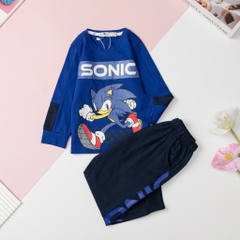 Bộ Bé trai cotton dài tay thu đông hình ô tô, sonic, phi hành gia size 2/8T