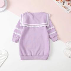 Váy nỉ da cá dài tay thu đông nơ ngực thủy thủ size 4/12 tuổi