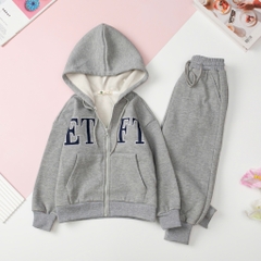Bộ Bé trai nỉ bông dày có mũ thêu ETPT size 4/8 tuổi