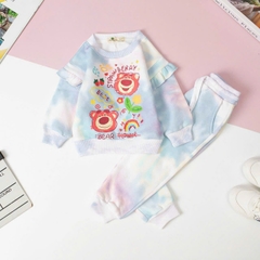 Bộ Bé gái nỉ bông viền tay vải loang size 2/8 tuổi