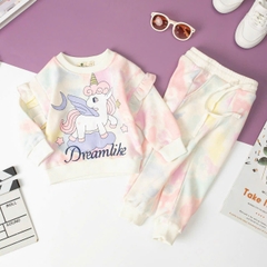 Bộ Bé gái nỉ bông viền tay vải loang size 2/8 tuổi