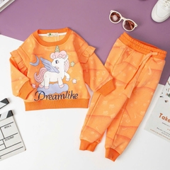 Bộ Bé gái nỉ bông viền tay vải loang size 2/8 tuổi