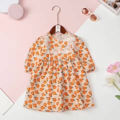 Váy thu đông hoa nhí cổ ren, nơ vai 6/10