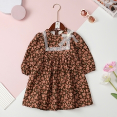 Váy thu đông hoa nhí cổ ren nơ 1/5