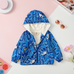 Áo khoác gió Bé trai, bé gái lót lông thỏ size 2/10 tuổi