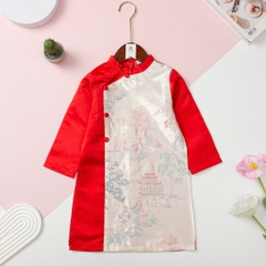 Áo dài Bé trai gấm cao cấp phối thân size 2/12 tuổi