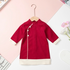 Áo dài Bé trai nhung trơn màu size 6/12 tuổi