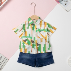 Bộ Áo sơ mi kết hợp quần bò túi cúc 1/10