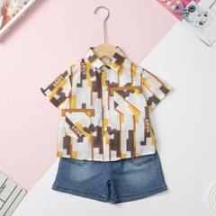 Bộ Áo sơ mi kết hợp quần bò túi cúc 1/10