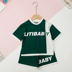 Bộ cộc tay Bé trai cotton in chữ LITIBABY size 2/12 tuổi