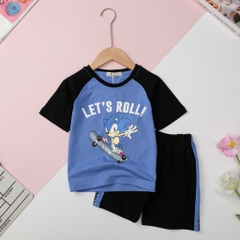 Bộ Bé trai cotton ngắn tay giáp lăng, hình spiderman, labubu, sonic size 2/10 tuổi