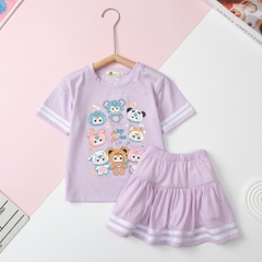 Bộ cộc tay Bé gái áo kèm chân váy chạy sọc size 4/10 tuổi