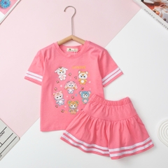 Bộ cộc tay Bé gái áo kèm chân váy chạy sọc size 4/10 tuổi